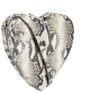 Brother Vellies Heart Shaped Python Leather Bag New Grey and White Pattern